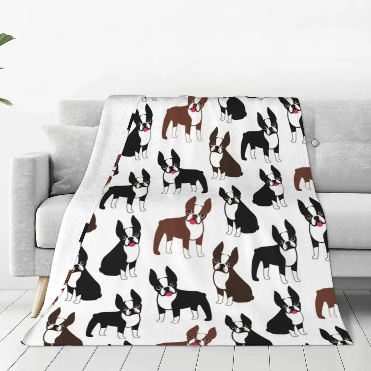 Boston Terriers Flannel Blankets Funny Dog Soft Durable Throw Blanket for Living Room Travel Office Bedspread Sofa Bed Cover