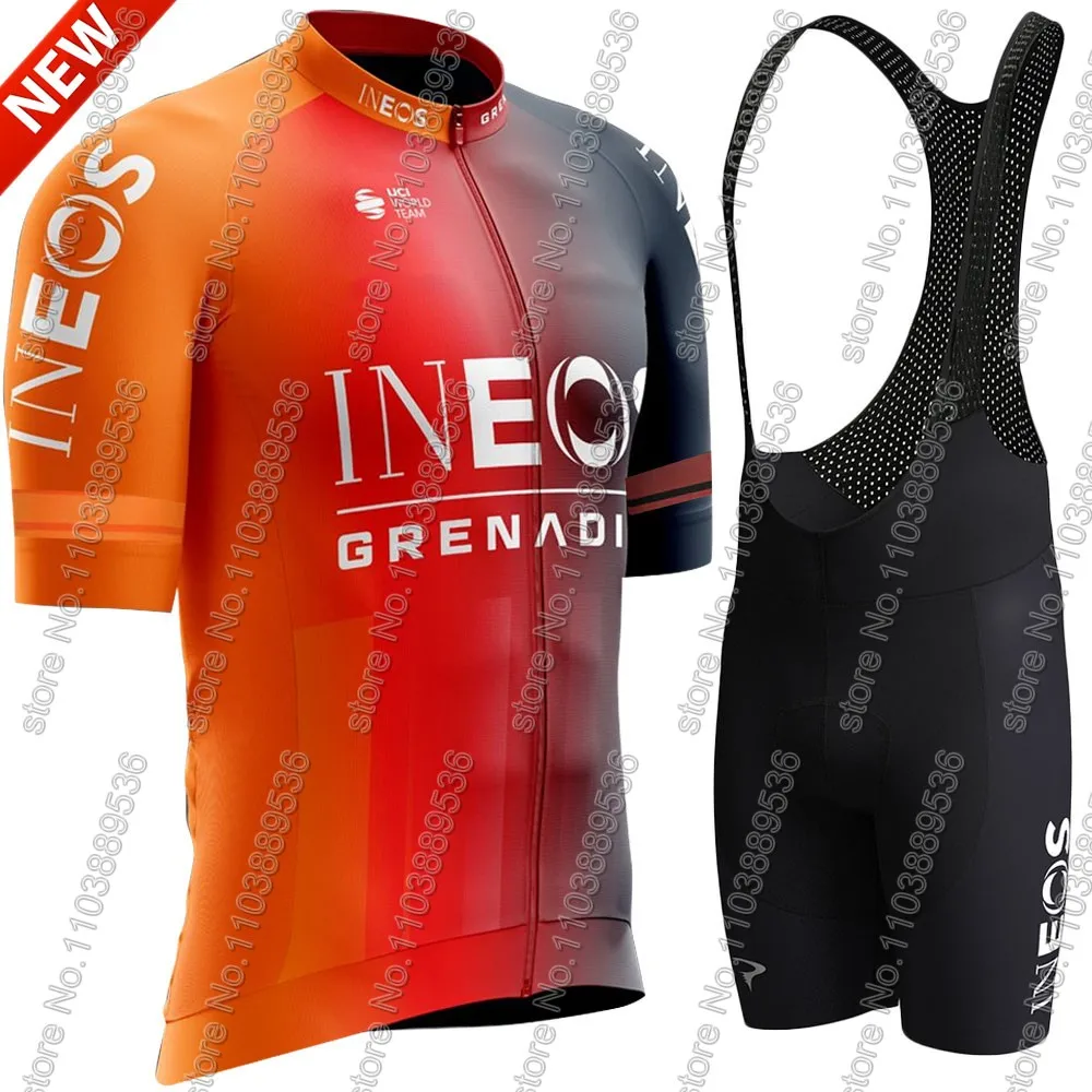 

Комплект трикотажных изделий Maillot Ineos Grenadier 2024, Мужская одежда для велоспорта команды Великобритании с коротким рукавом, рубашка для дорожного и гоночного велосипеда, костюм для горного велосипеда