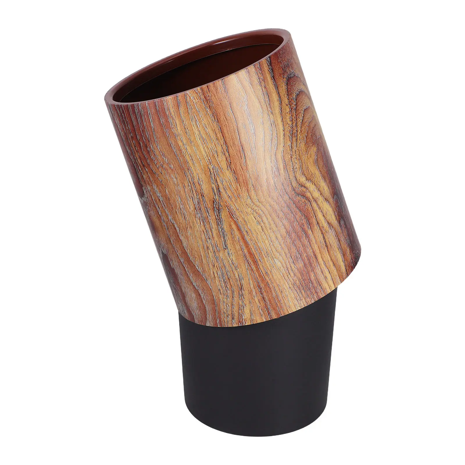 

Vintage Chinese Style Open Top Trash Can Imitation Wood Grain Design 8L for Office Home Bedroom Bathroom Living Room Decorative
