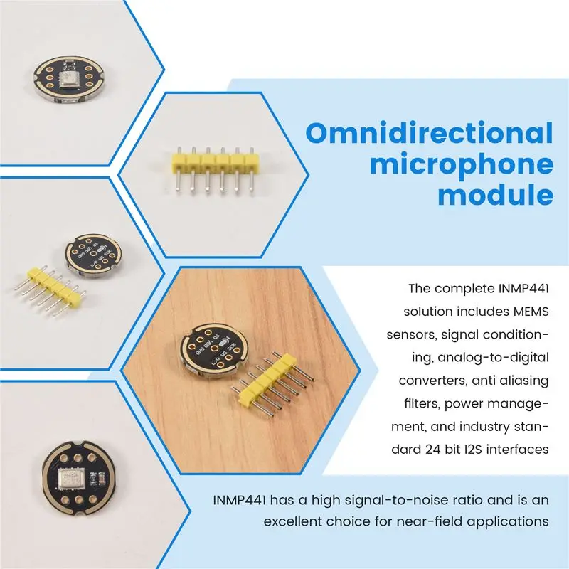 Module de Microphone omnidirectionnel INMP441, MEMS, haute précision, faible puissance, Interface I2S, prise en charge ESP32, 5 pièces