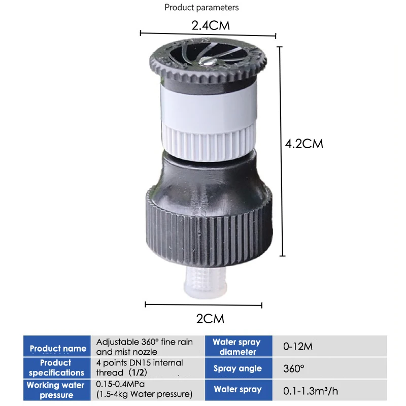 Automatic Adjustable 360° Garden Sprinkler Nozzle Lawn Irrigation System for Home Outdoor Watering