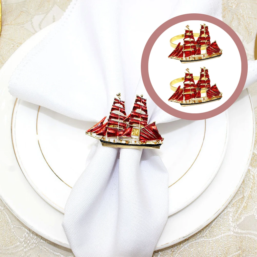 

2Pcs High-Class Alloy Napkin Rings Exquisite Design for Birthday Party Table Decoration Red Napkin Rings Table Decor