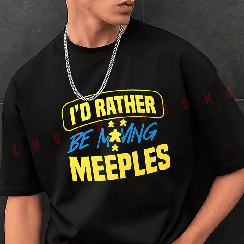 

Мужская модная футболка I'd Rather Be Moving Meeples, повседневные модные футболки на лето, удобные топы с короткими рукавами