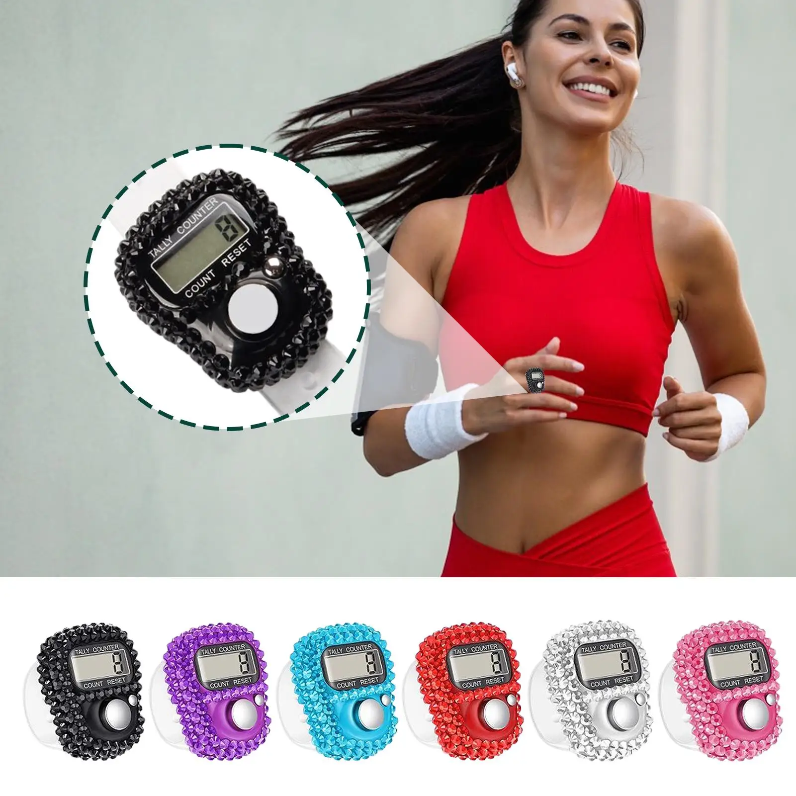 1pc Digital Finger Ring Counter with LCD Resettable Electronic Counter Adjustable Tally Clicker Number Tracking Record Ring