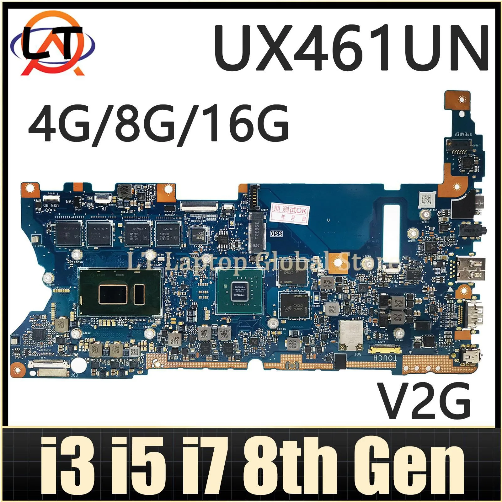 

Mainboard UX461UN UX461UA TP461U UX461U TP461UA TP461UN Laptop Motherboard I3 I5 I7 8th Gen CPU 4GB/8GB/16GB-RAM UMA/V2G