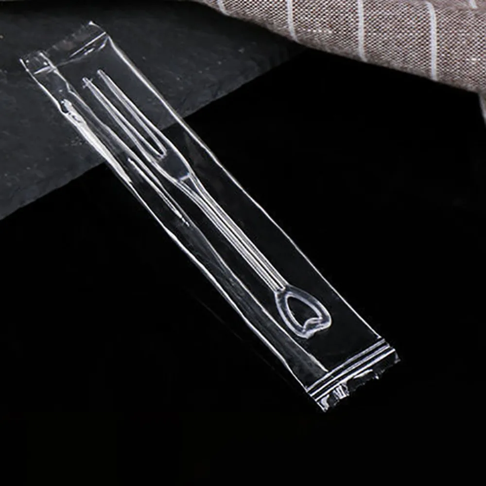 

200Pcs Tasting Fork Plastic Disposable Fruit Skewers Heart Shape Independent Packaging Fruit Toothpick Mini Cake Fork Dessert