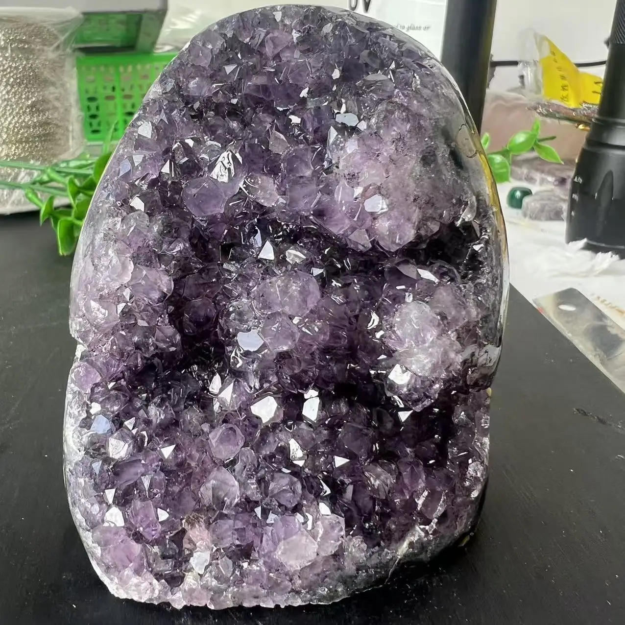 584g 8cm Natural Uruguay Dream Amethyst Quartz Crystal Cluster stand