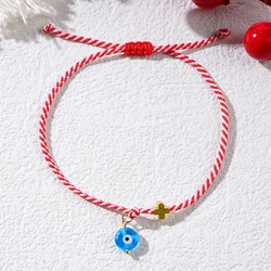 Shinus 2024 New Martis Spring Glass Hope Evil Eye And Copper Cross Greek March Bracelet For Women Dainty Jewelry Birthday Gift