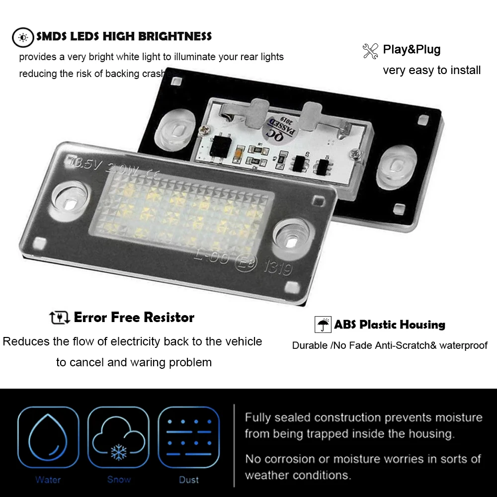 2x Canbus Led أضواء لوحة رقم الترخيص الخلفي لأودي A3 S3 8L LCI تجميل 2000-2003 A4 S4 B5 LCI تجميل 1999-2001 #6