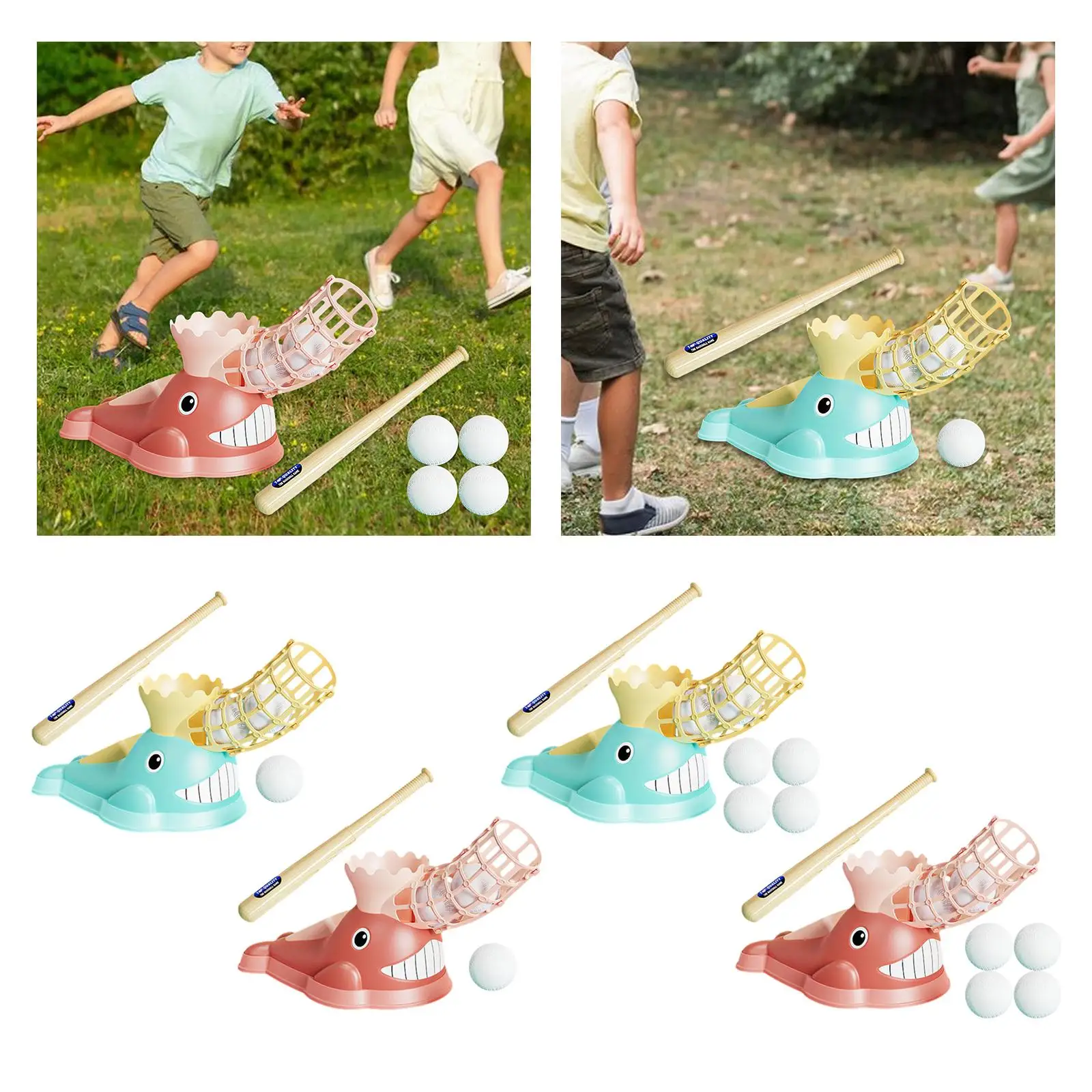 Kids Pitching Machine Baseball Set Teeball Set Baseball Ejection Semi Automatic Baseball Set for Outdoor Toddlers