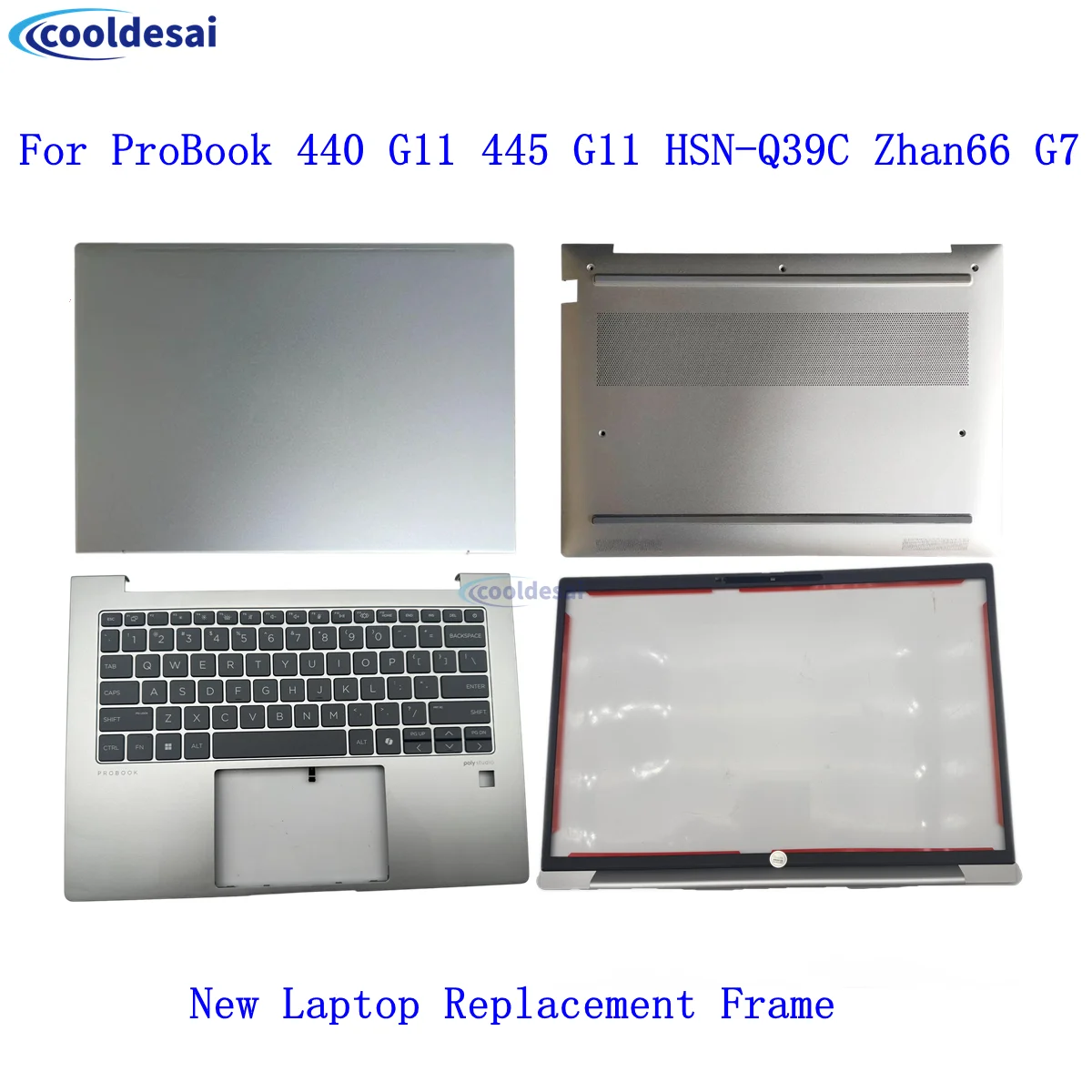 

Новый комплект для ноутбука HP ProBook 440 G11 445 G11 HSN-Q39C Zhan66 G7: задняя крышка LCD, передняя рамка, палмрест, нижний корпус, клавиатура, серебристый цвет.