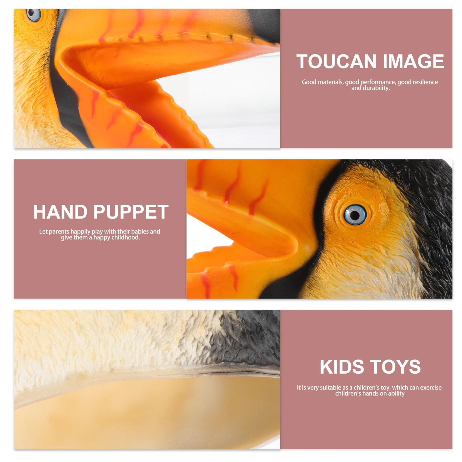 

Toucan Hand Puppet Glove Toy Animal Soft Rubber Toys for Kids Pretend Play Puppets Interactive Parent-child