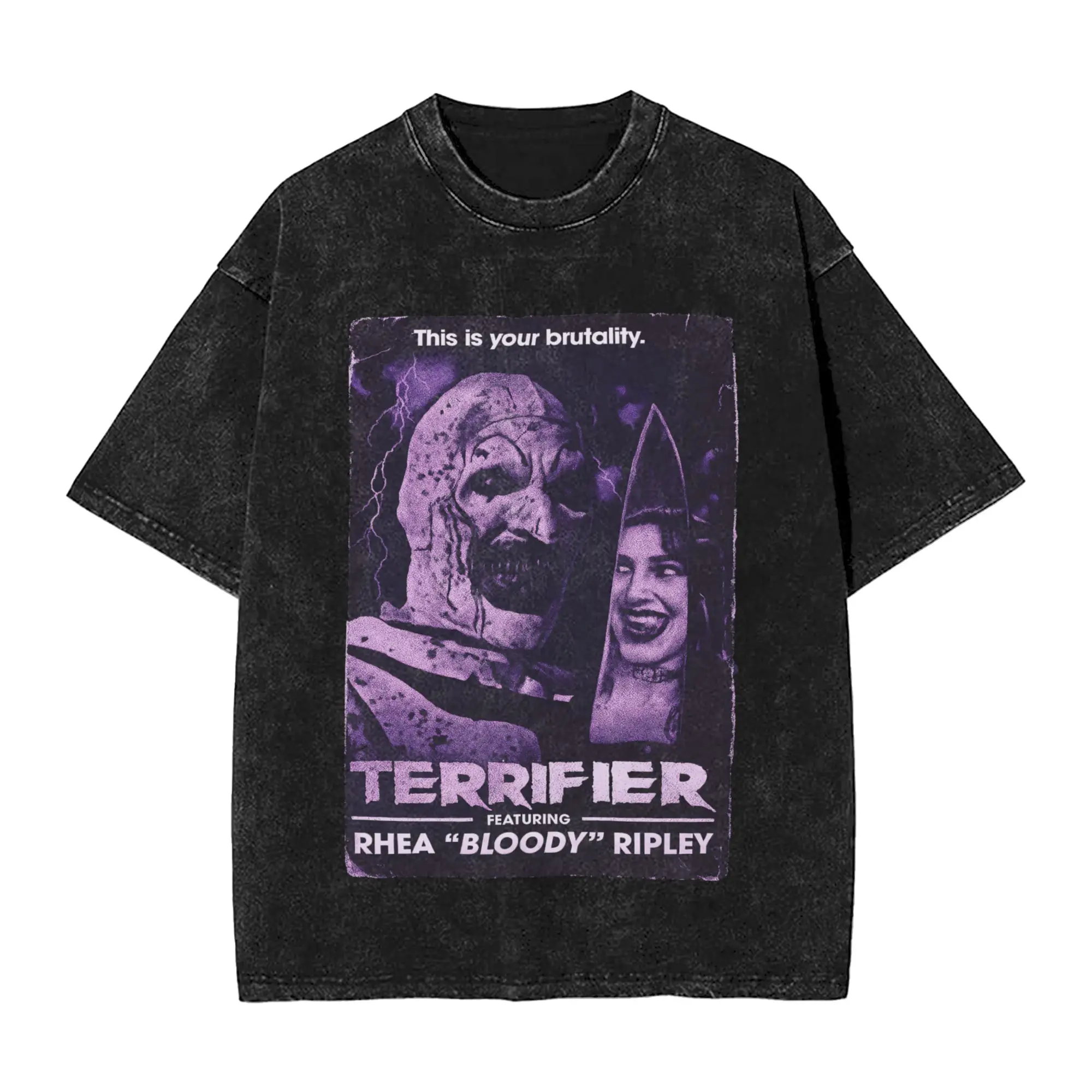 Vintage lavé t-shirt Rhea sanglant Ripley et Terrifier coton t-shirts à la mode Cool t-shirt pour homme été Y2K Fun hauts