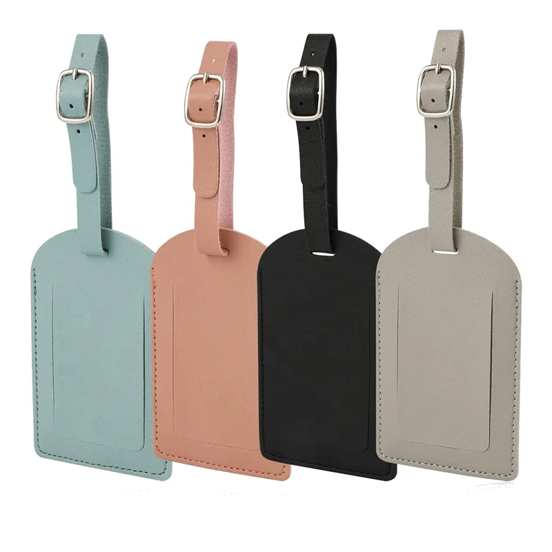 

M93K-4 PCS PU Leather Luggage Tag With Adjustable Strap Suitcase Tags Identifier Travel Bag With Privacy Protection Cover