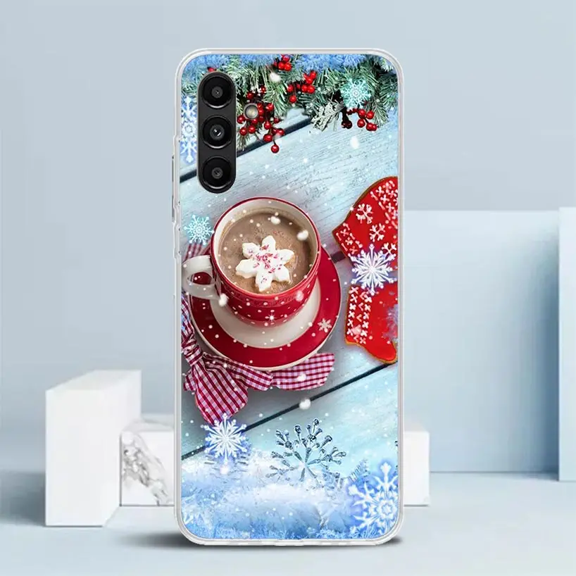 Winter Coffee Christmas Phone Case For Samsung Galaxy A15 A14 A13 A12 A55 A54 A53 A52 A35 A34 A33 A32 A25 A24 A23 A22 A04S A03S