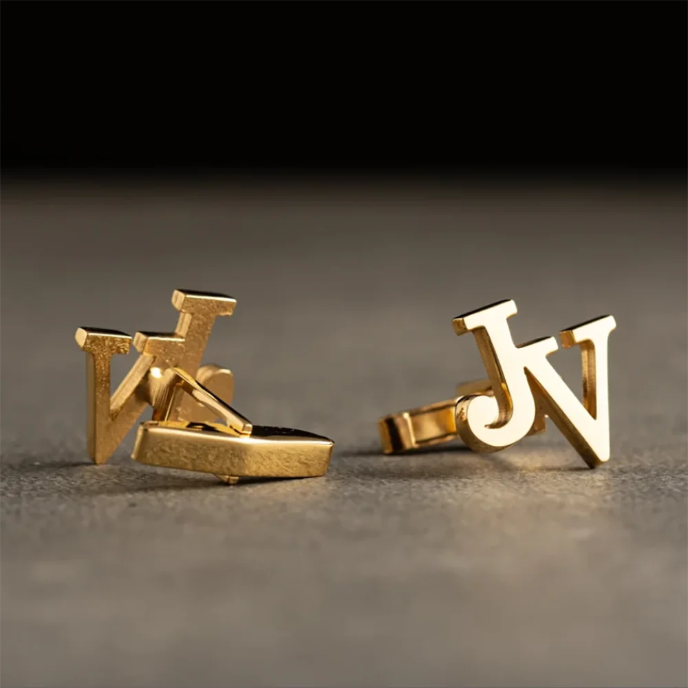 Customized Initials Pattern Cufflinks, Company Logo, Groom And Groom Engraved Name Cufflinks, Wedding Lapel Cufflinks.