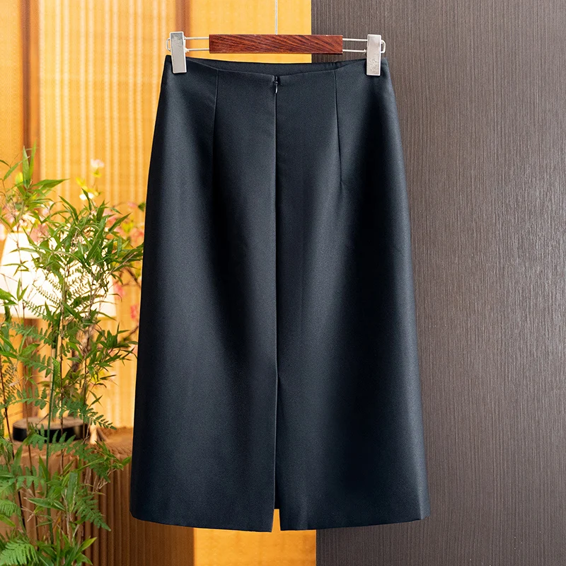 New Chinese-Style Tencel Fashionable Versatile Elegant Skirt for Women 2026 Autumn New Black Fashionable High-Waisted Skirt for Women