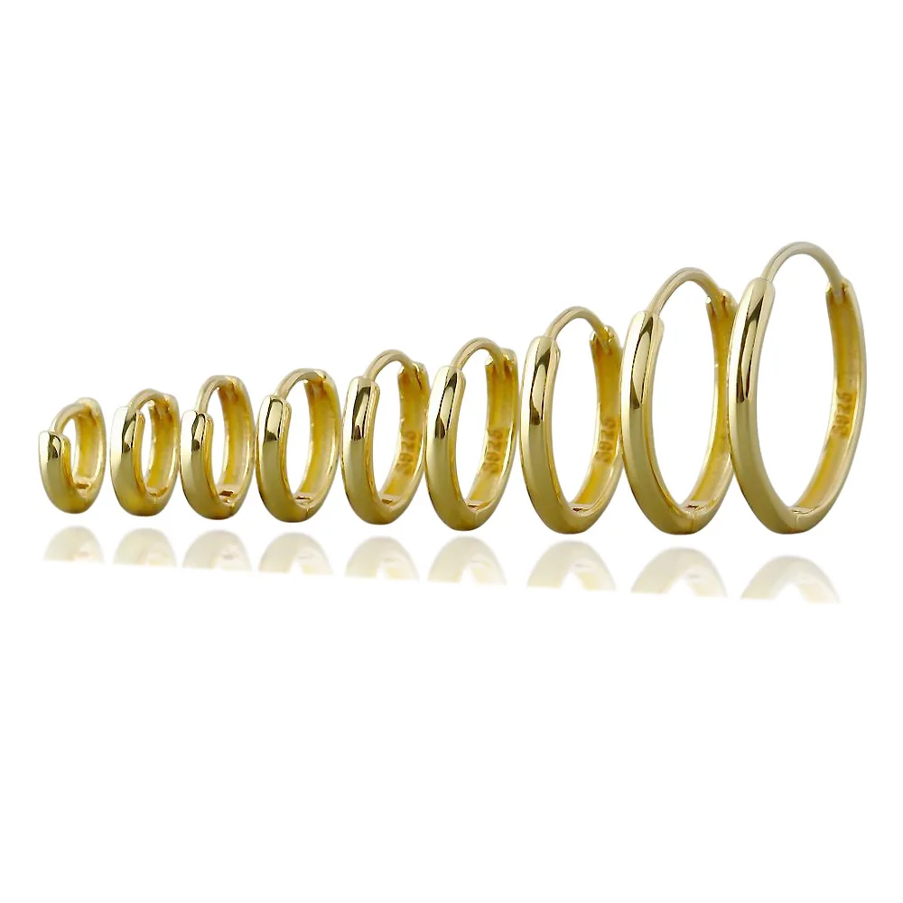 

CCFJOYAS 5/6/7/8/9/10/12/14/16mm 925 Sterling Silver Glossy Round Plain Hoop Earrings European and American Stacked Earrings