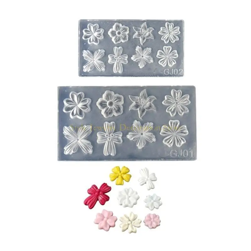 

D46E Pack of 2 Professional Flower Art Molds Small Accessories Mold Decorative Mold for Salon Manicure Decorations