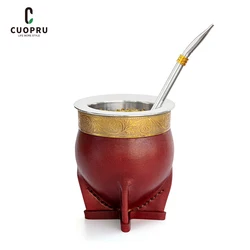 Copo erva-mate com palha, Caneca Argentina Cabaça Chá, One Bombilla Mate, Escova de limpeza