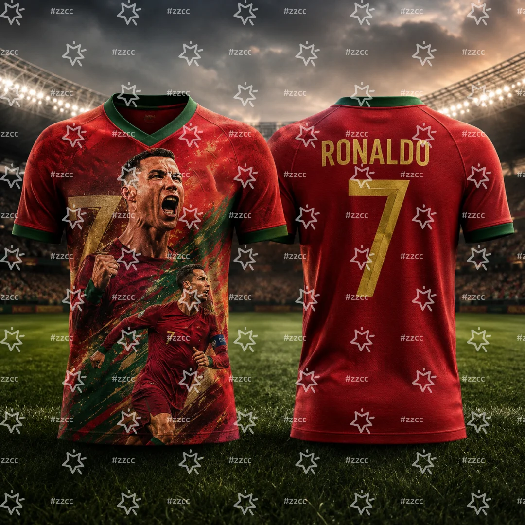 2026 Cristiano Ronaldo No.10 Football Jersey Portugal Match Training Kit Summer Sports Men's T-Shirt Kid's Clothing Tee Woman ﻿ view 2