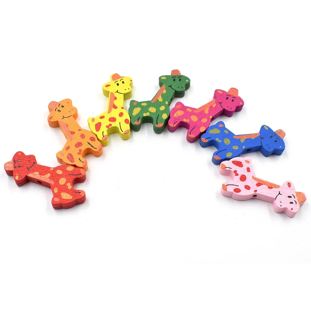 20pcs random mixed color Deer Shape Wood Buttons for Handwork Sewing DIY Clothing Crafts Accessories Gift Card Decor