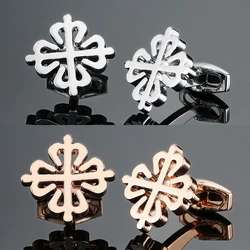 Men's French shirt cufflinks copper material fashion brand hollowed out cross knot cufflinks wholesale jewelry