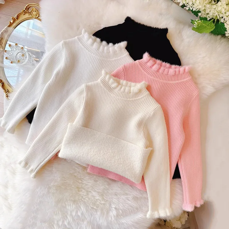 

Children's Fleece Sweater Girls Boys Warm Tops Kids Winter Bottoming Shirt Autumn Kids Casual Pullover Teen Long Sleeve Jumper