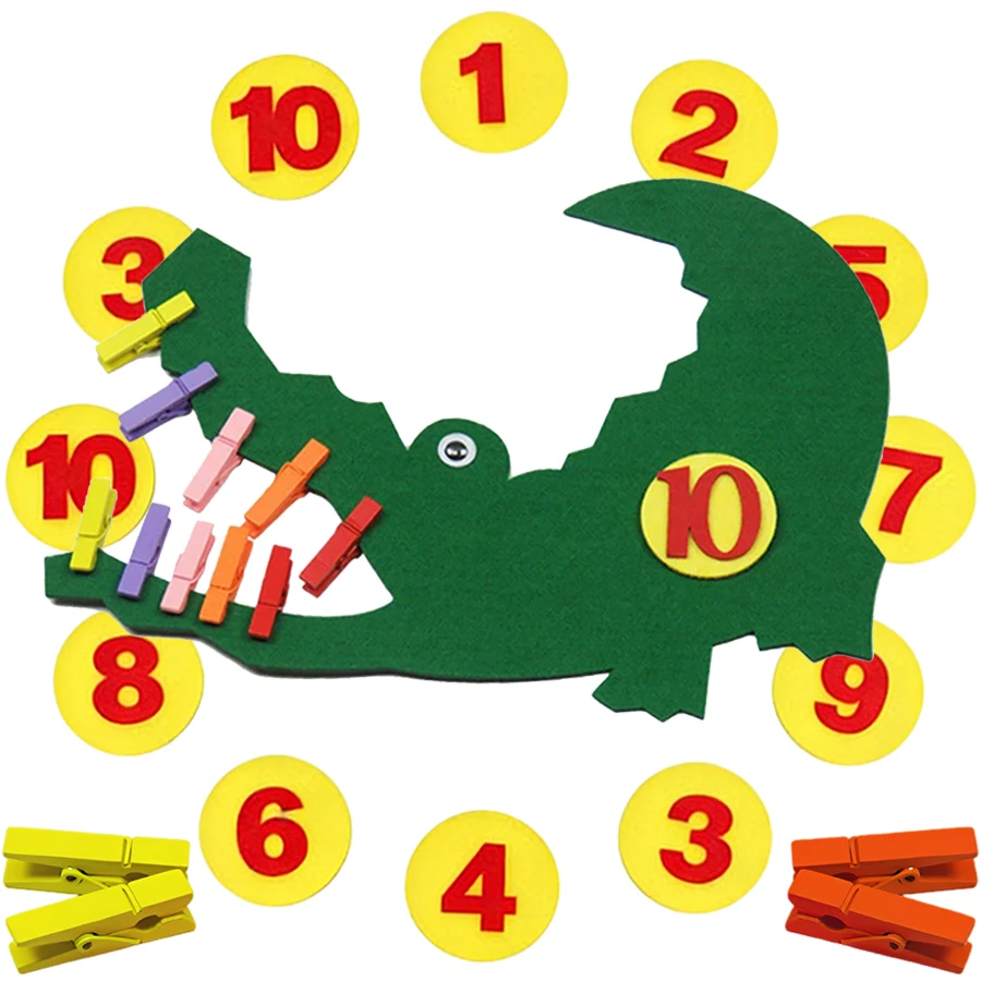 

Fun Crocodile Clip Felt 1-10 Number Felt Teaching Aids - DIY Free Assembly Math Cognitive Tools School Supplies