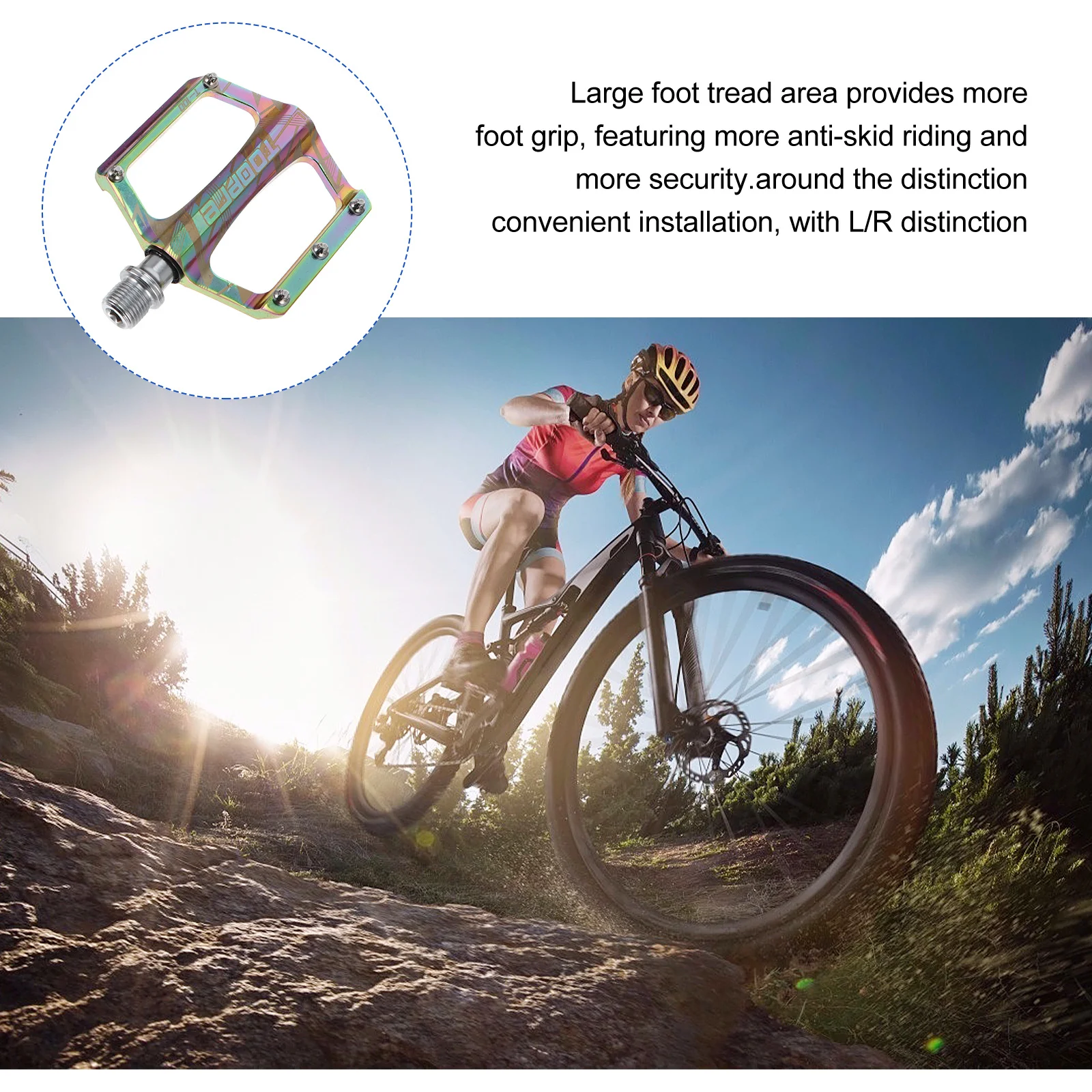 2Pcs Heavy Duty Bike Pedal Large Tread Area Practical Design Secure Cycling Accessory Bike Pedal Bearing Treadle