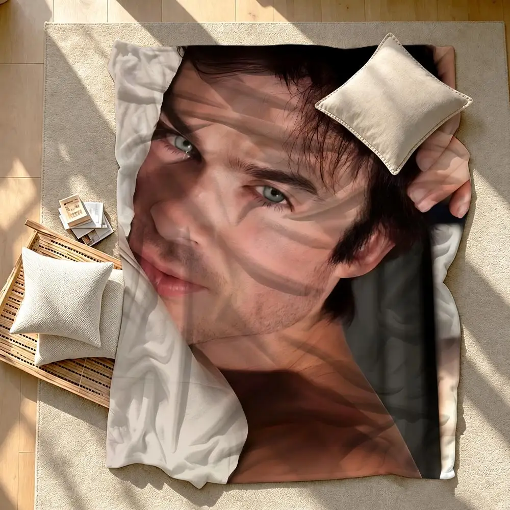 Actor Ian Somerhalder Throw Short Plush Throw Blanket Soft Skin-Friendly Multi-Scene Home Office
