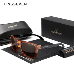 Genuine KINGSEVEN Brand Square Retro TR90 Polarized Sunglasses Women Men Carbon Fiber Pattern Design Outdoor Sports Eyewear