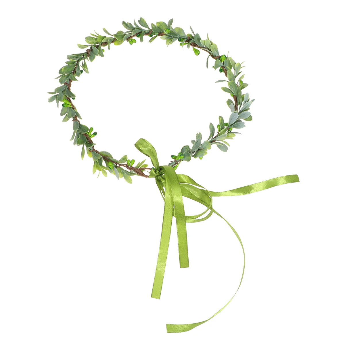 Hand Woven Green Leaf Hair Wreath Exquisite Hair Band Plant Hair for Woman Girl Bride (Green) wreath hair hoop