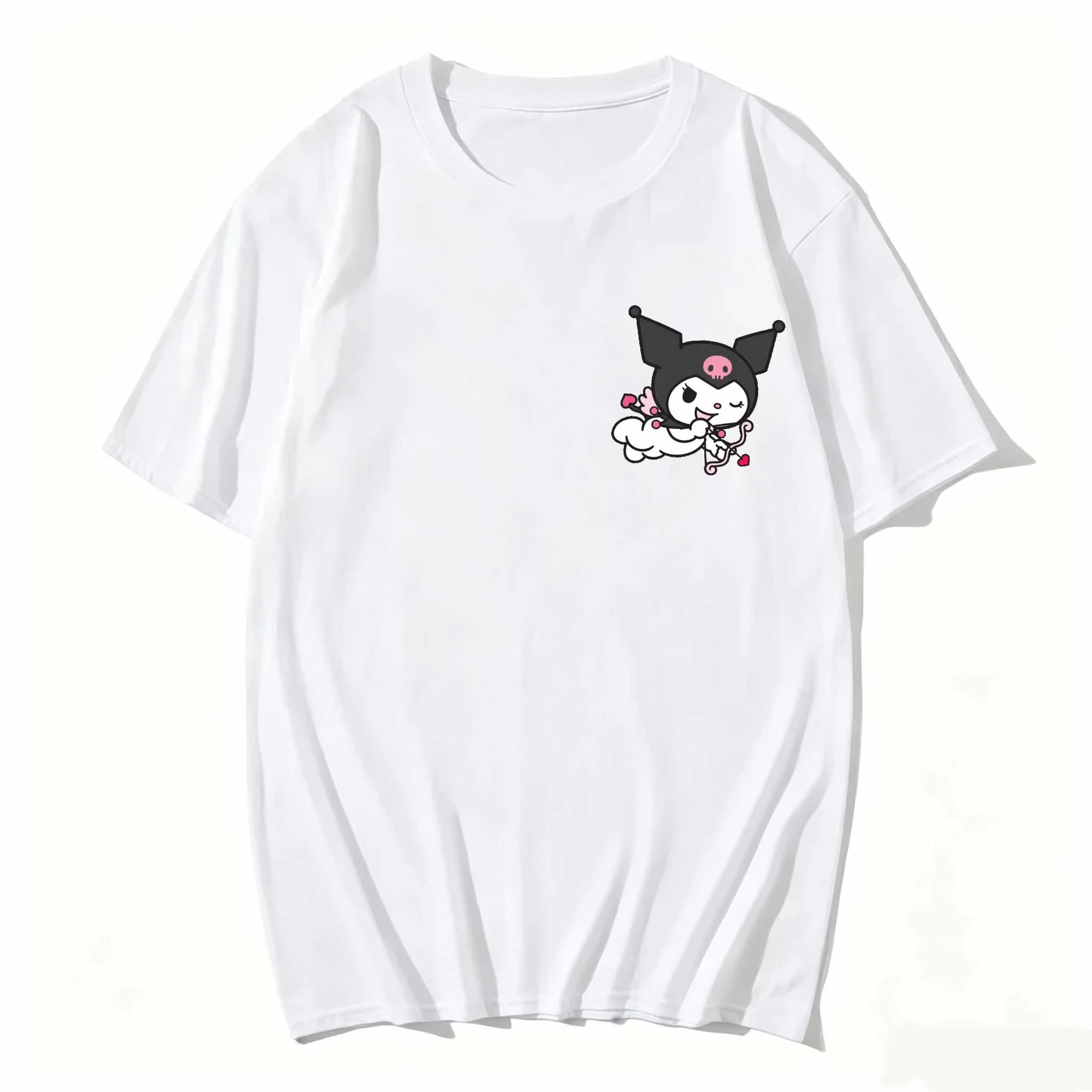 26 Hot-selling Women's Short-sleeve Top: A High-quality, Versatile, and Casual T-shirt Featuring A Cute Kuromi Chest Logo Print.