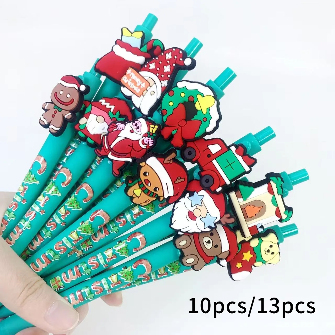 

10 шт./13 шт., зеленые рождественские шариковые ручки с принтом, ограниченная серия, канцелярские ручки для студентов, подарок