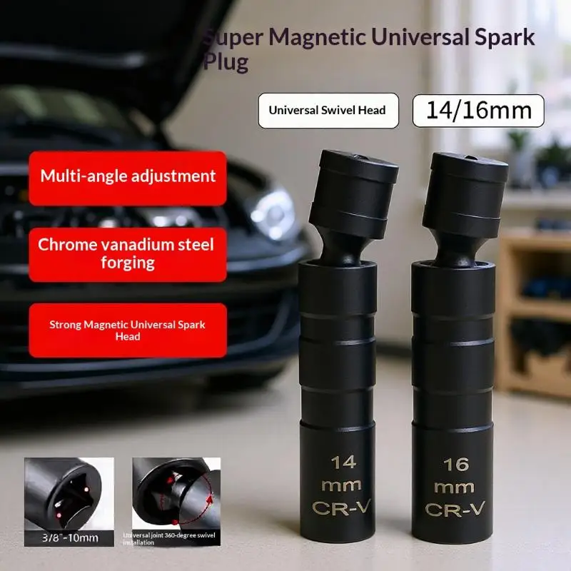 Spark Plug Socket Wrench Adapter 14/16mm Install Replace Repair Kit Swivel Torque Magnetic Remove Removal  Tool