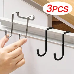 304 Stainless Steel Kitchen Bathroom Cabinet Door Double Hook S-Shaped Wardrobe Door Back Hook Towel Storage Hanger