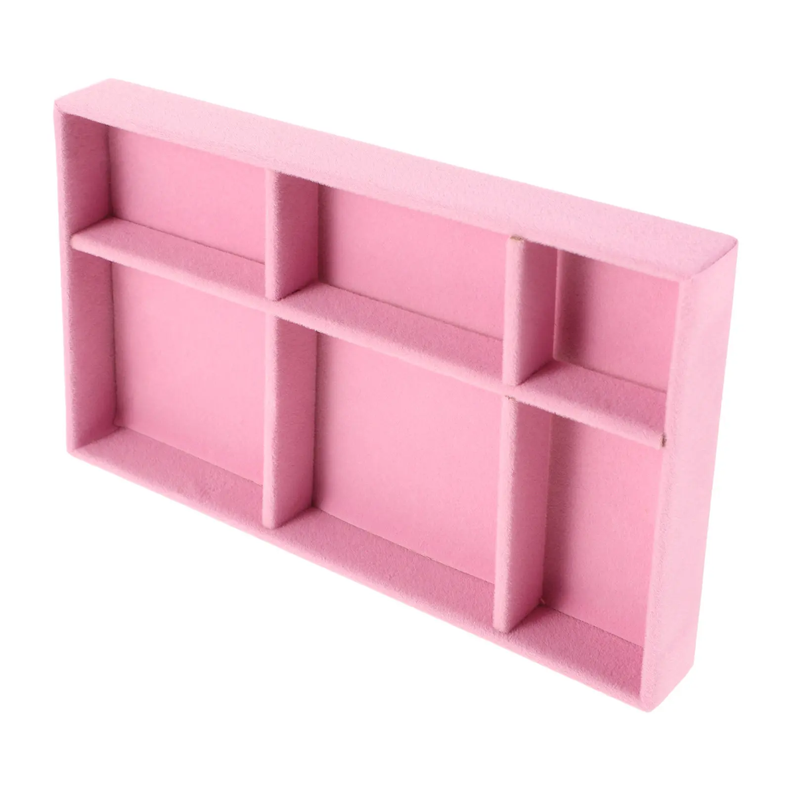 Jewelry Tray 6 Compartments Stackable Flannel Organizer For Earrings Rings Necklaces Bracelets Storage Drawer Insert