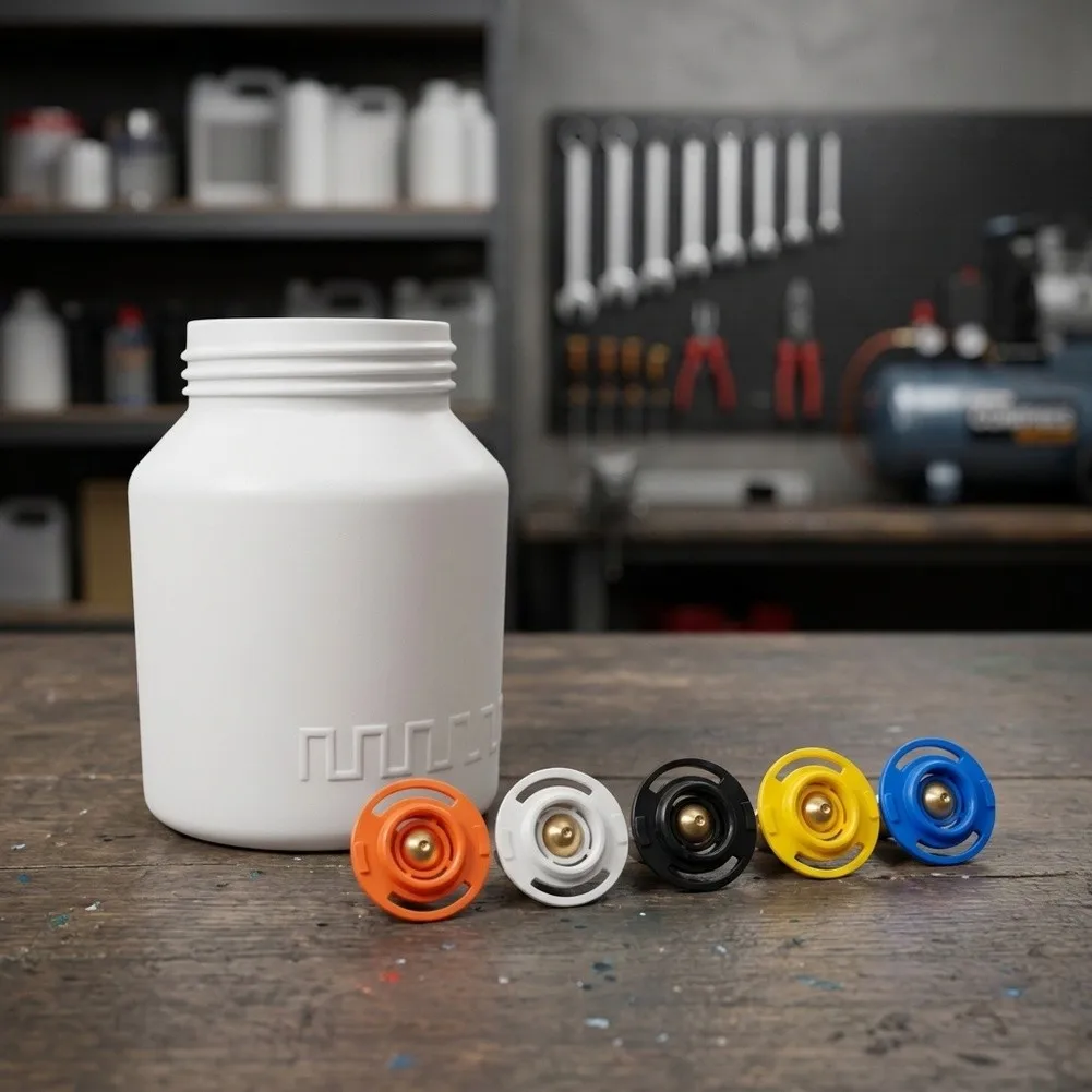 5 Piece Metal Spray Nozzle Kit Includes 1.0mm 1.5mm 1.8mm 2.0mm 2.5mm Tips with Protective Base for Paint Bottle