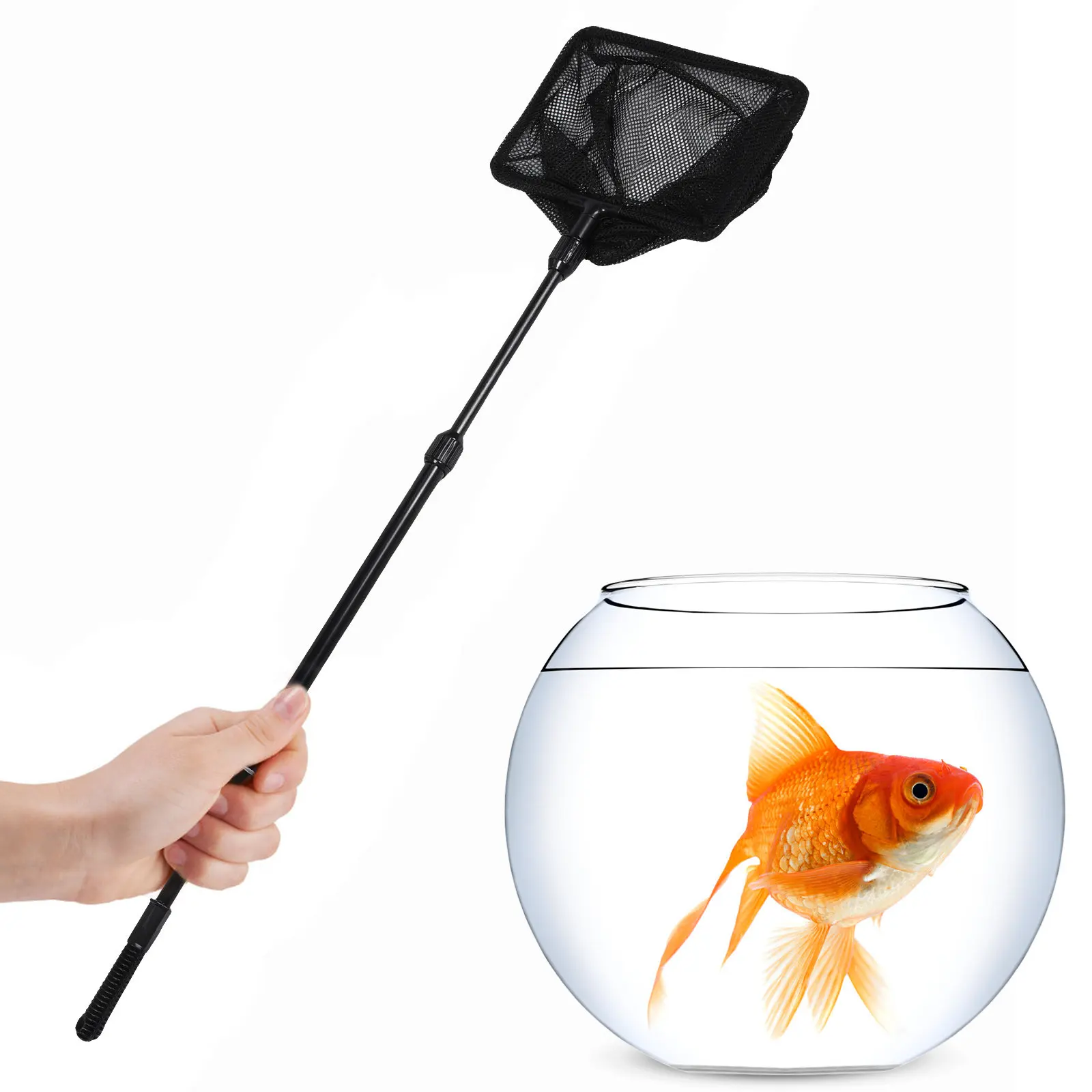 Fishing Landing Net Nylon Mesh Extendable Telescopic Plastic Pole Handle Easy Carry Storage for Lakes Ponds Fish Capture