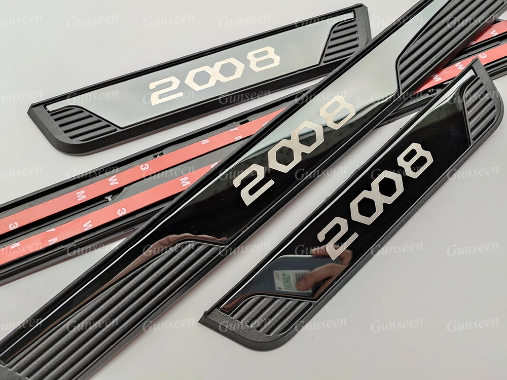 For Peugeot 2008 GT Car Door Sill Protector Scuff Plate Accessories Pedal Styling Sticker 2021 2020 2019 2018 2017 2015 2016