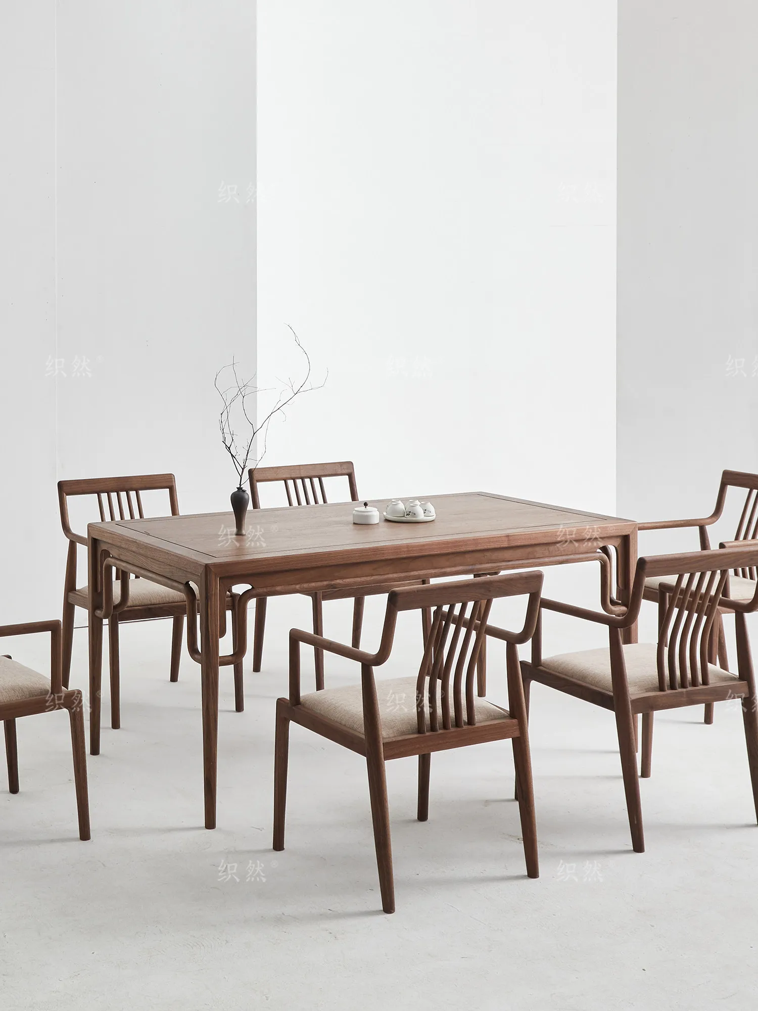 YJQ new Chinese-style all-solid wood dining table rectangular household black walnut small apartment Song-style tea table