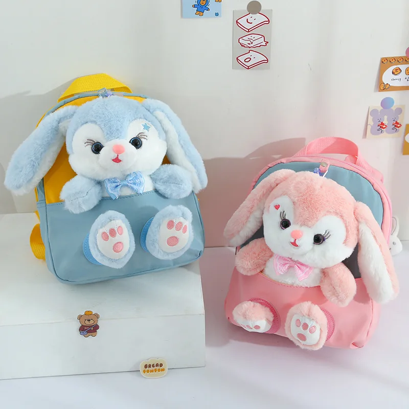 Cartoon Kindergarten Backpack 2024 New Children\'s School Bag Cute Plush Rabbit Doll Backpack 1-3 Grades