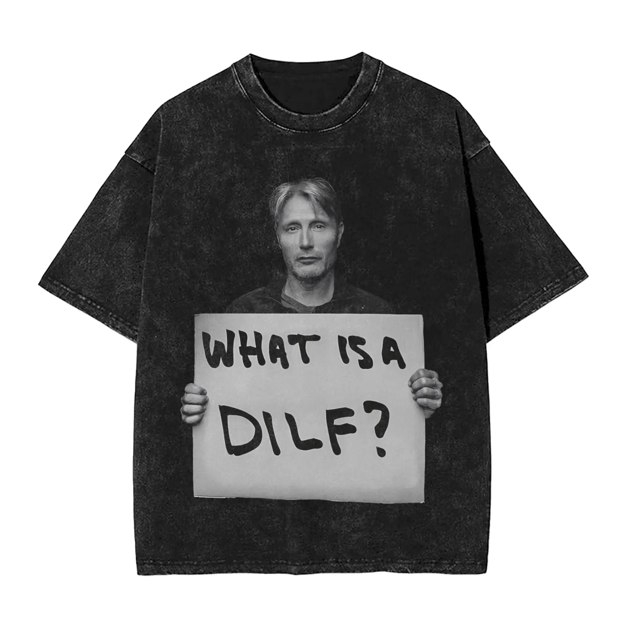 الفكاهة Mads Mikkelsen ما هو Dilf تي شيرت للرجال طاقم الرقبة 100% القطن غسلها تي شيرت قصير الأكمام تيز الملابس المطبوعة #1