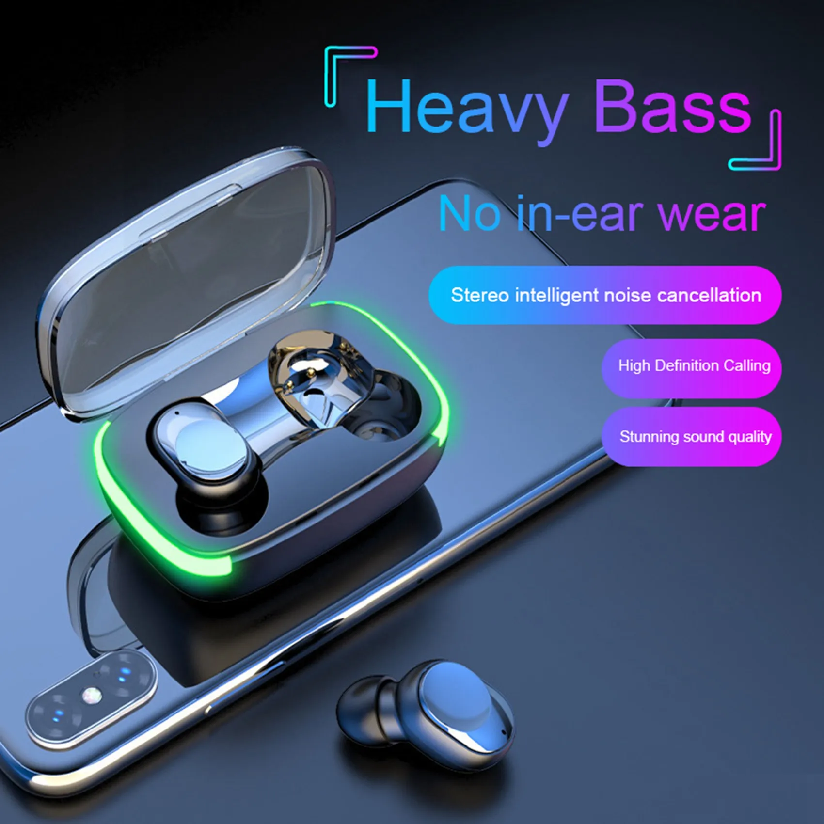 Auriculares inalámbricos por Bluetooth, Mini auriculares intrauditivos estéreo para juegos deportivos