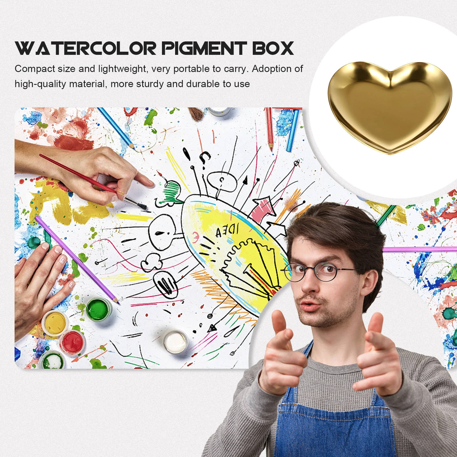 

Stainless Steel Watercolor Palette Compact Lightweight Portable Metal Paint Tray Color Mixing Tray Model Painting Pallet Art