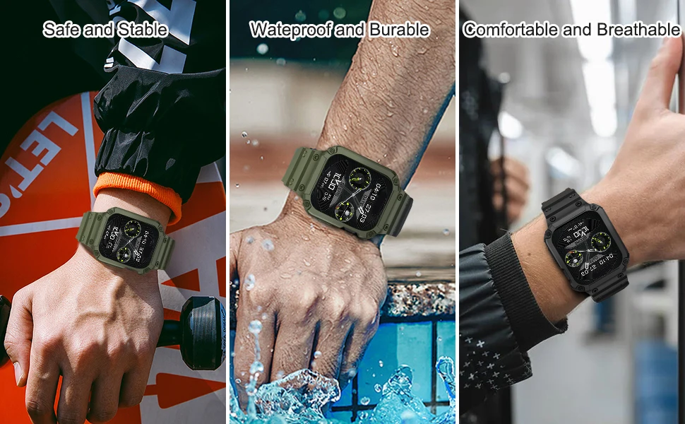 Hülle für kompatibel mit Apple Watch 45 mm 44 mm 42 mm iWatch Serie 987 SE 654321 Gurt, Sportarmband für Herren und Damen mit robustem Stoßfänger – Detail 5