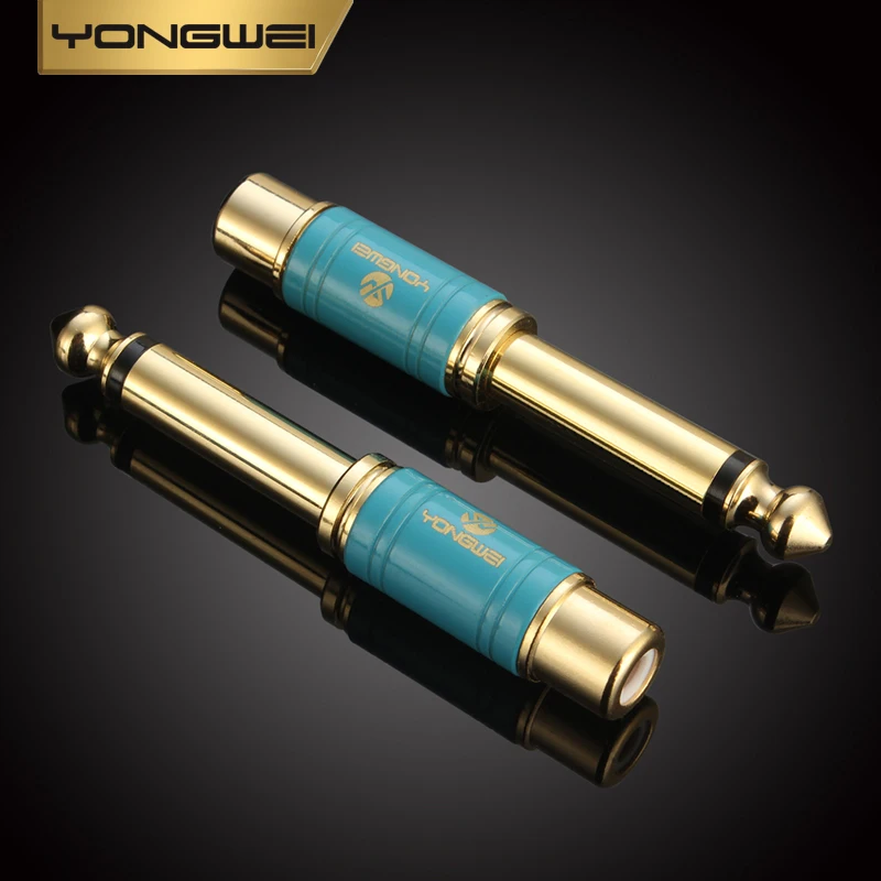 YONGWEI Gold Plated RCA to 1/4 Adapter RCA Female to 6.35mm 1/4 inch Male Mono TS Interconnect Audio Adapter Conversion Plug