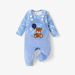 PatPat 2PCS Baby Boy Childlike Animal Bear Pattern Set Soft and Comfortable  Perfect for Outings and Daily Wear Basic Style