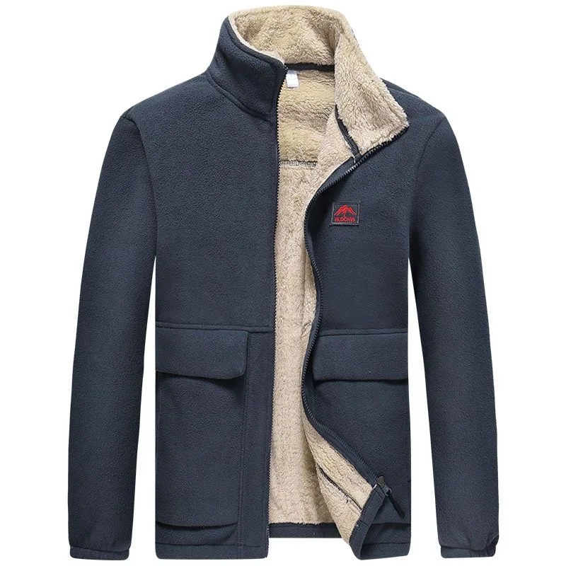 Winter New Fashionable Solid Color Thick Warm Lamb Fleece Jacket Men's Casual Loose Sports Large Size High Quality Jacket M-5XL